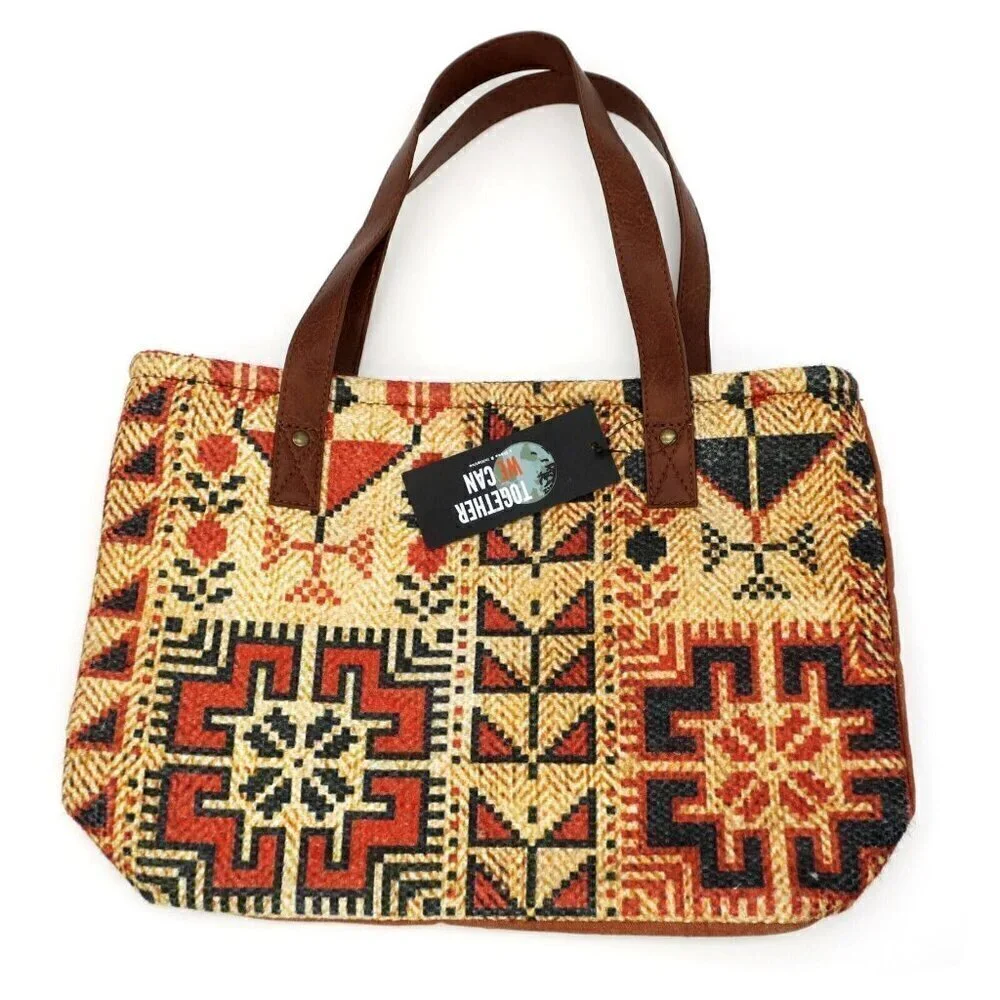 Mona B Lola Up-Cycled Canvas Durrie Tote Bag M-9002 Western Southwestern Purse